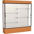 Waddell Display Case Of Ghent Reliant Lighted Display Case 72"W x 80"H x 16"D Carmel Oak Base Plaque Back Dark Bronze Frame 2176PB-BZ-MK